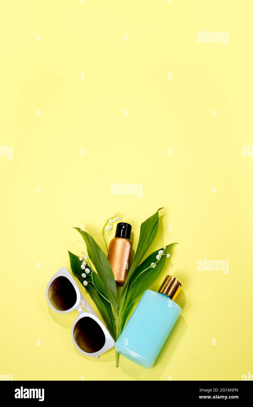 Sun protection lotion, sunscreen. Summer skin care concept with spf