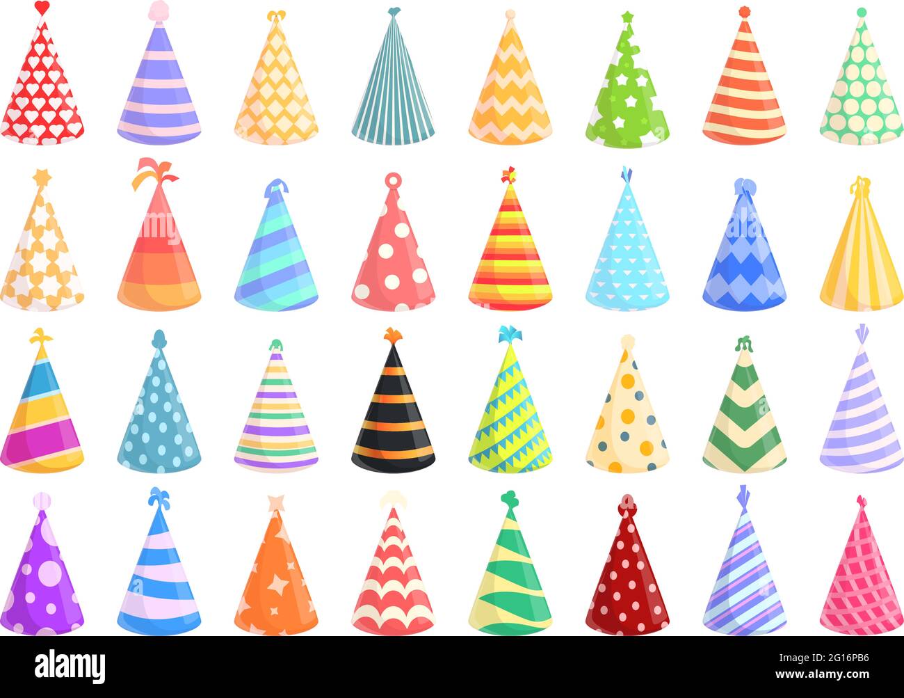 Party hats icon. Cartoon of party hats vector icon for web design isolated on white background Stock Vector