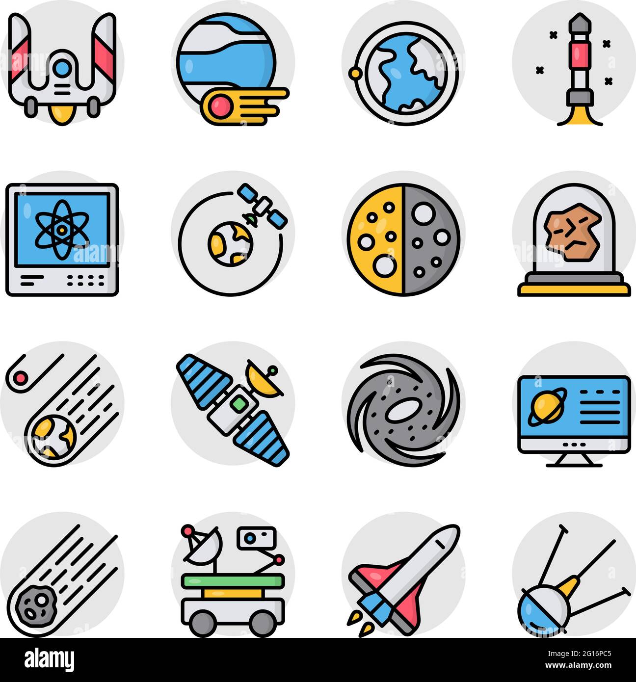 Pack of Atom Flat Icons Stock Vector