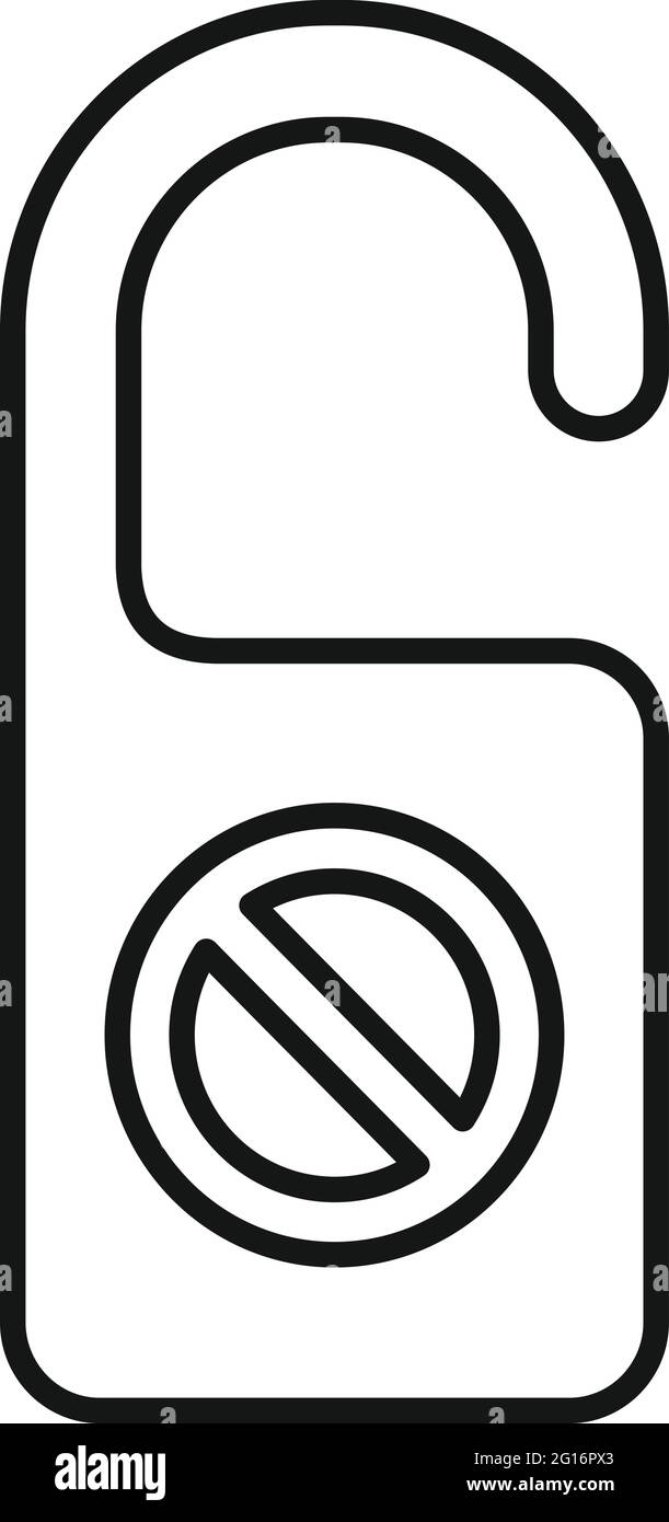 Door tag icon, outline style Stock Vector