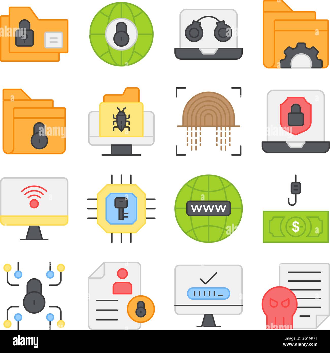 Pack of Protection Solid Icons Stock Vector