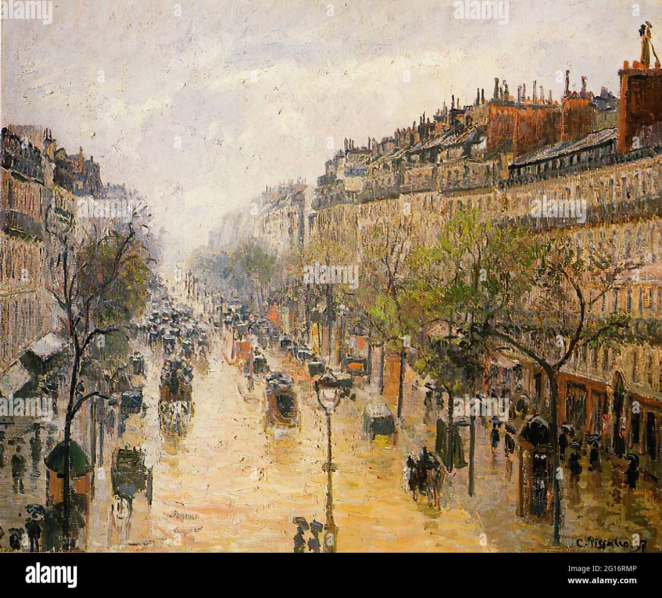 Camille Pissarro -  Boulevard Montmartre Spring Rain 1897 Stock Photo