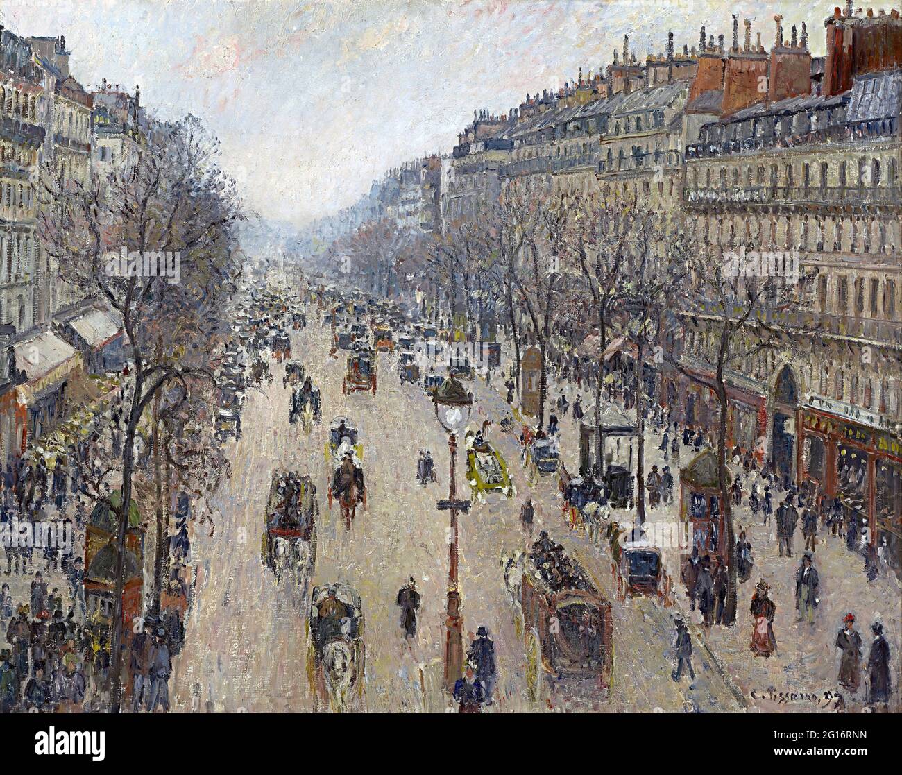 Camille Pissarro -  Boulevard Montmartre Morning Cloudy Weather Stock Photo