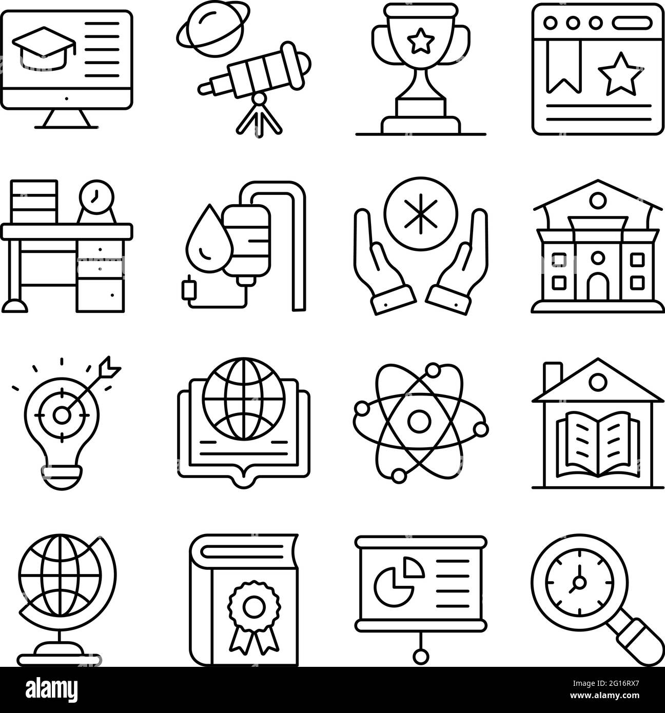 Pack of Online Education Linear Icons Stock Vector