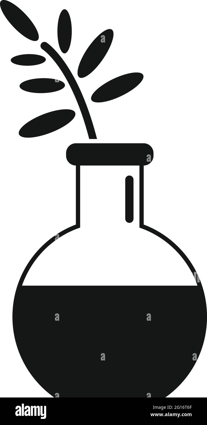 Essential oils plant flask icon, simple style Stock Vector