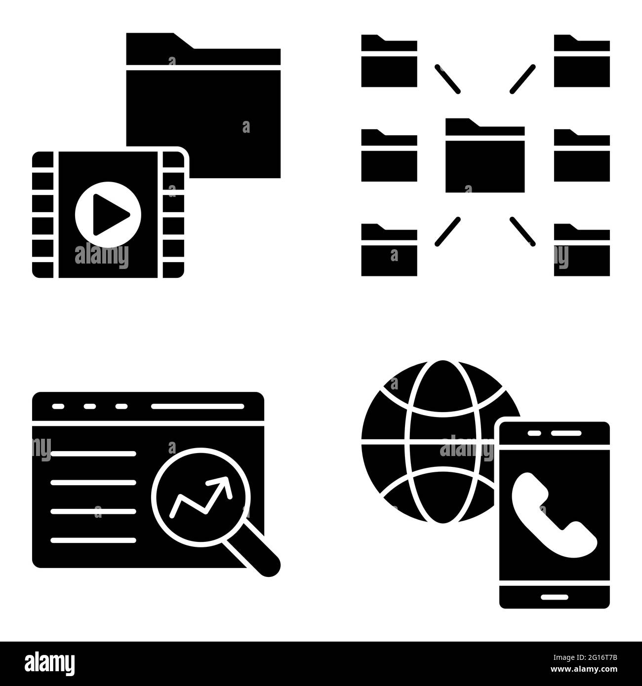 Pack of Data Technology Solid Icons Stock Vector