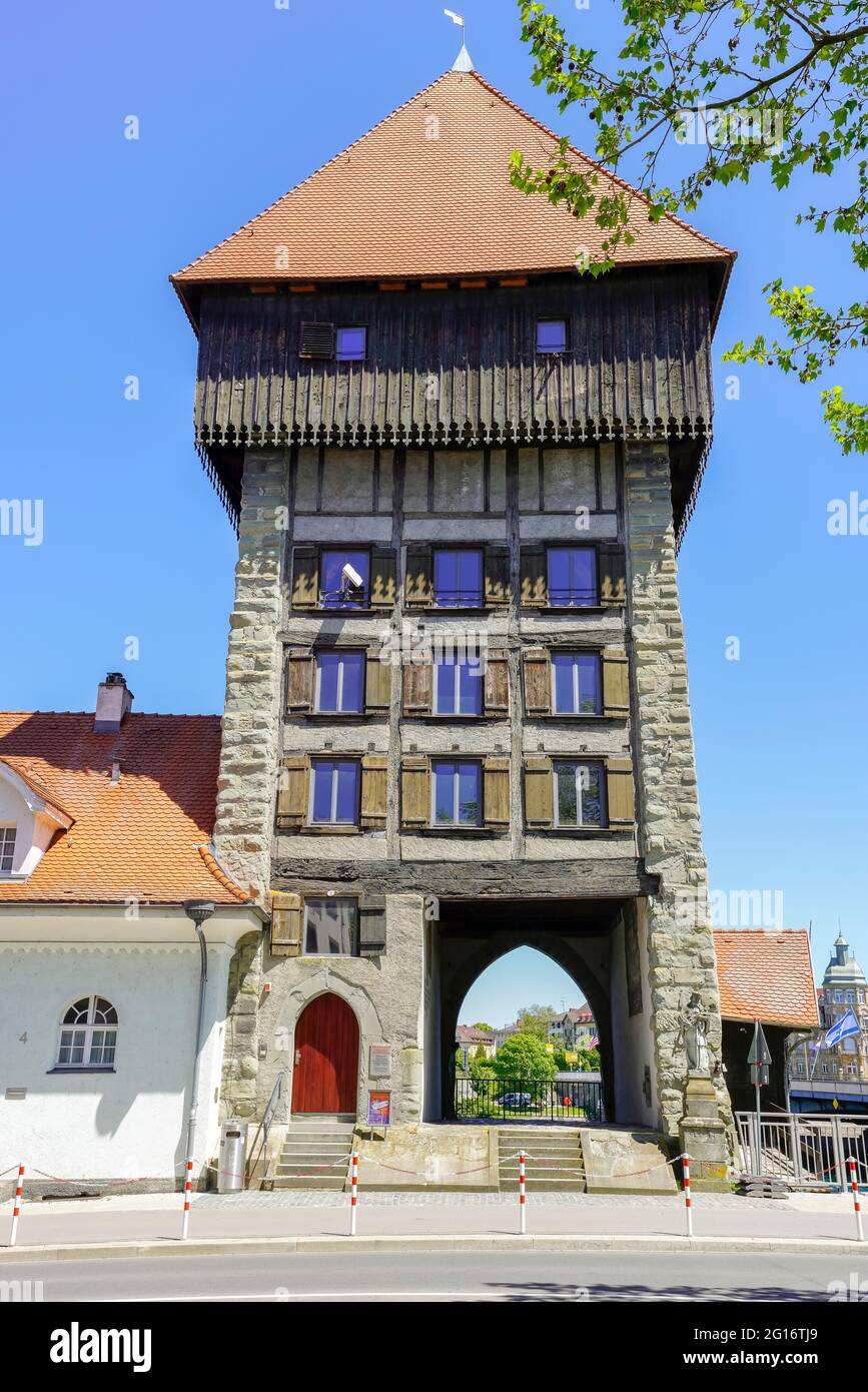 The Rhine gate tower (Rheintorturm) is a historic city gate in Konstanz, Baden-Württemberg by Lake Constance, (Bodensee), Germany Stock Photo