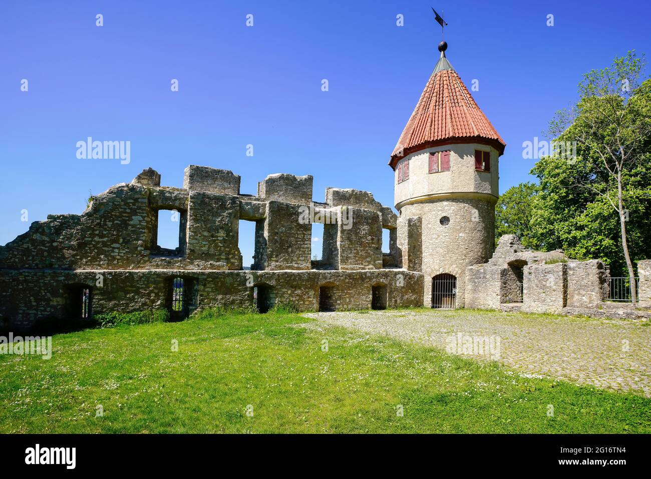 Honberg castle ruins outside Tuttlingen, Baden Württemberg in South Germany. Stock Photo