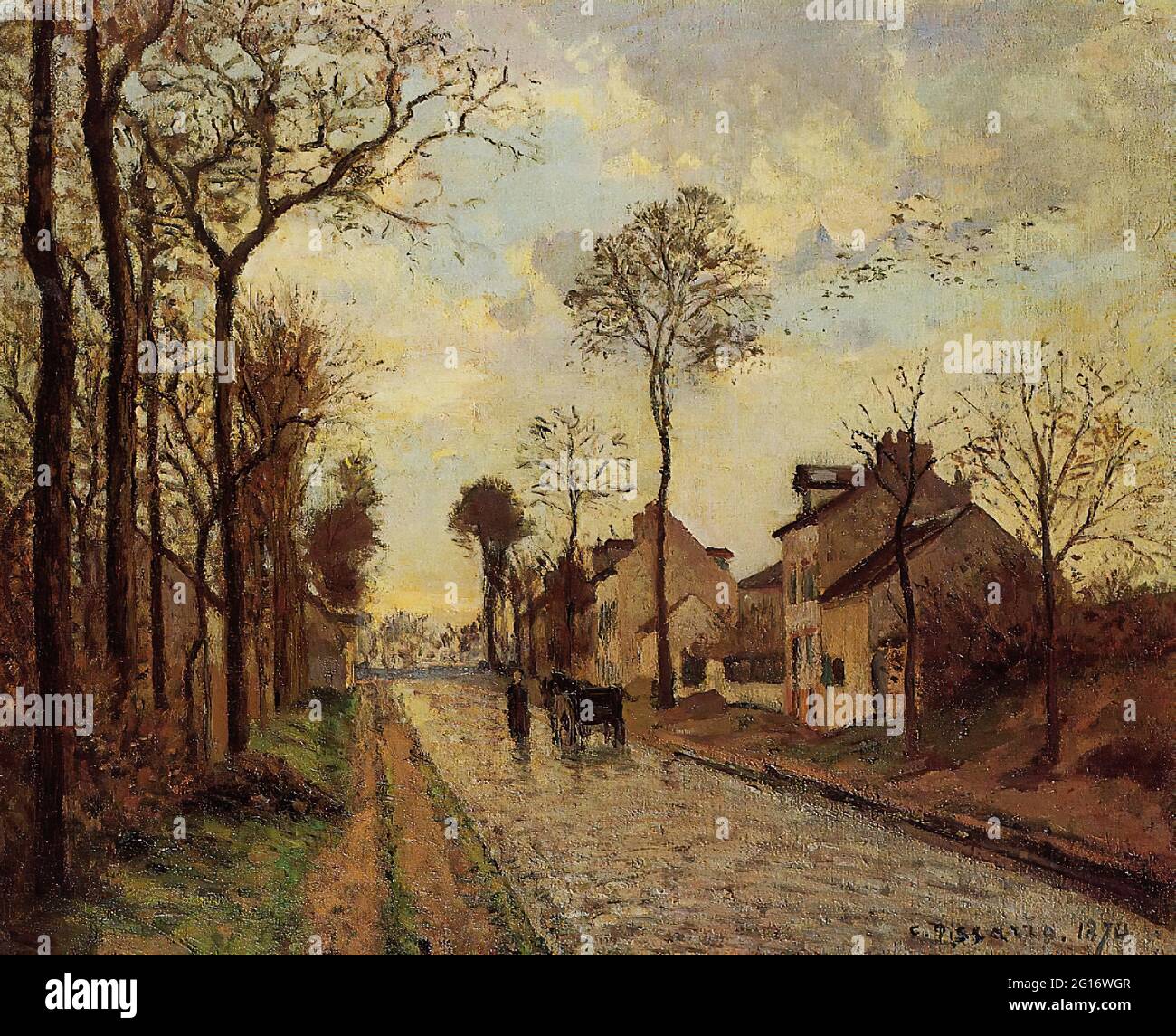 Camille Pissarro、LA GRAND'ROUTE, LOUVECI Camille Pissarro - Louveciennes Road 1870 Stock Photo - Alamy