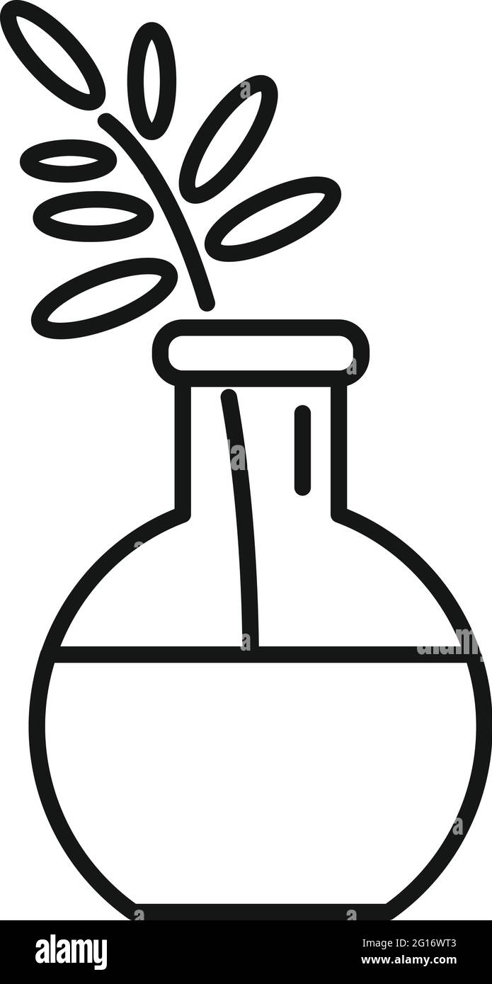 Essential oils plant flask icon, outline style Stock Vector