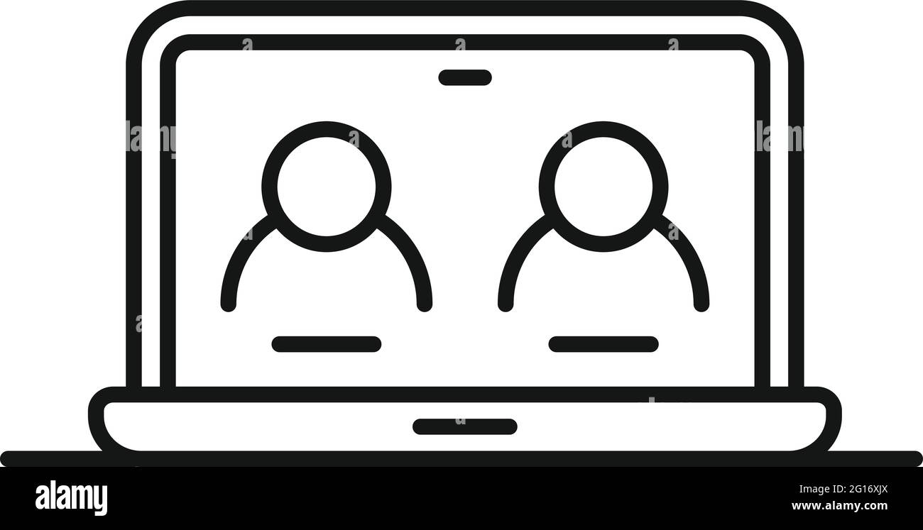 Home laptop icon, outline style Stock Vector