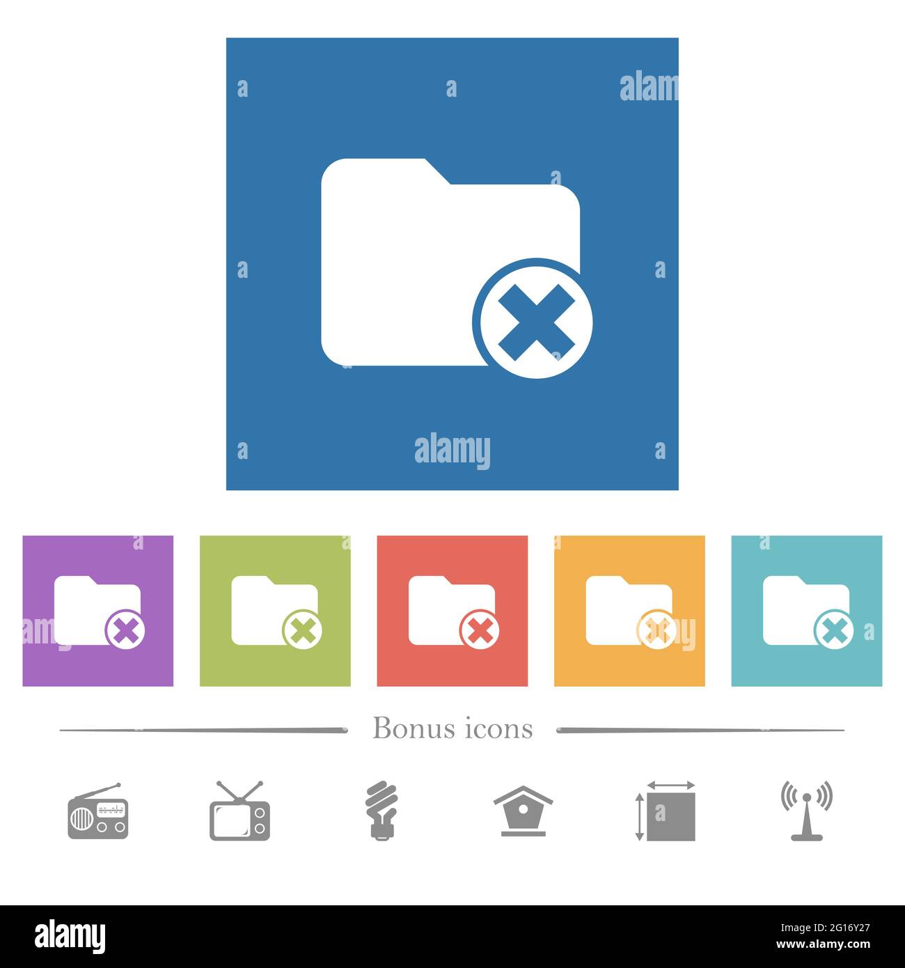 Cancel directory flat white icons in square backgrounds. 6 bonus icons ...