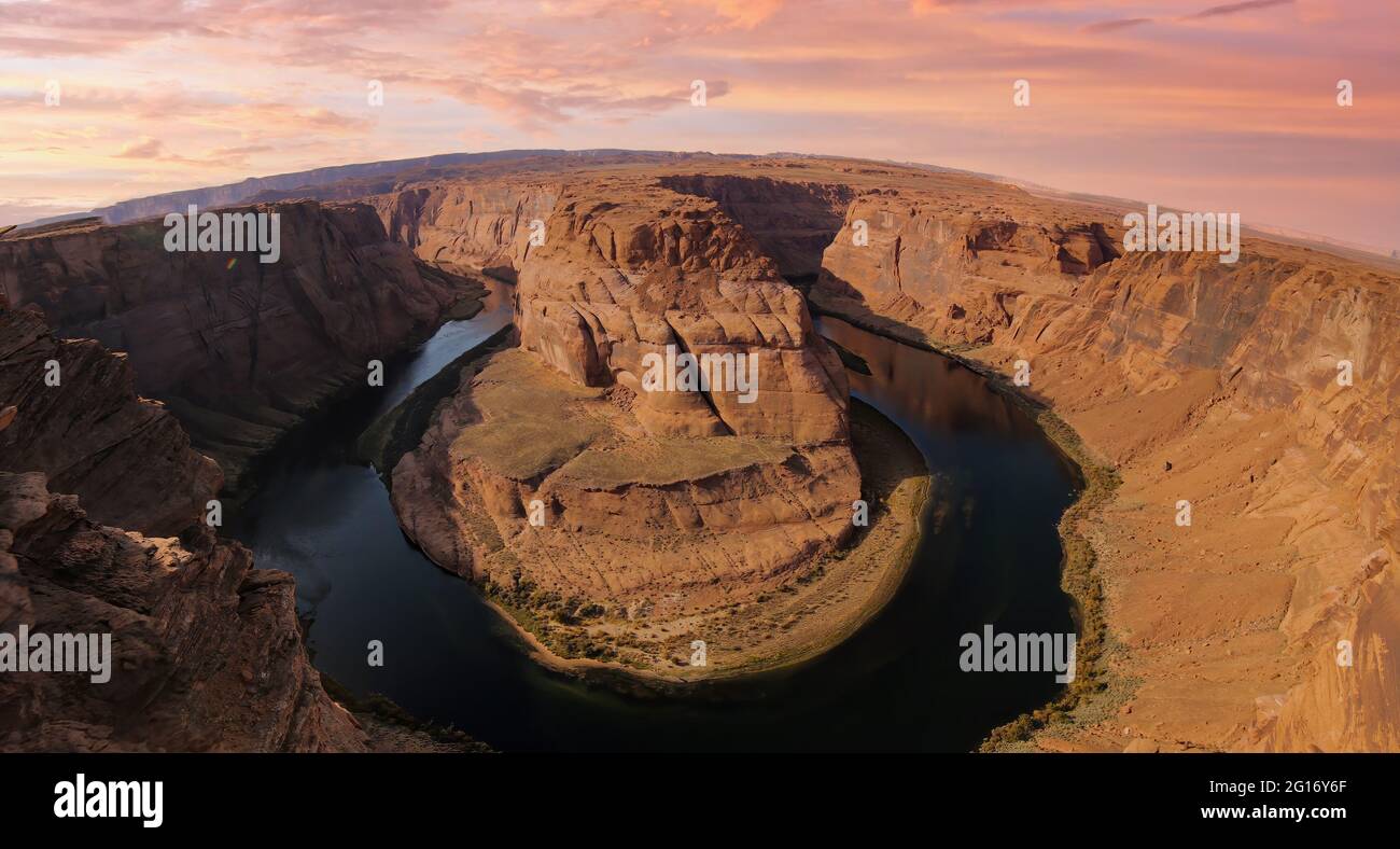 Horseshoe Bend is a famous meander on river Colorado Stock Photo