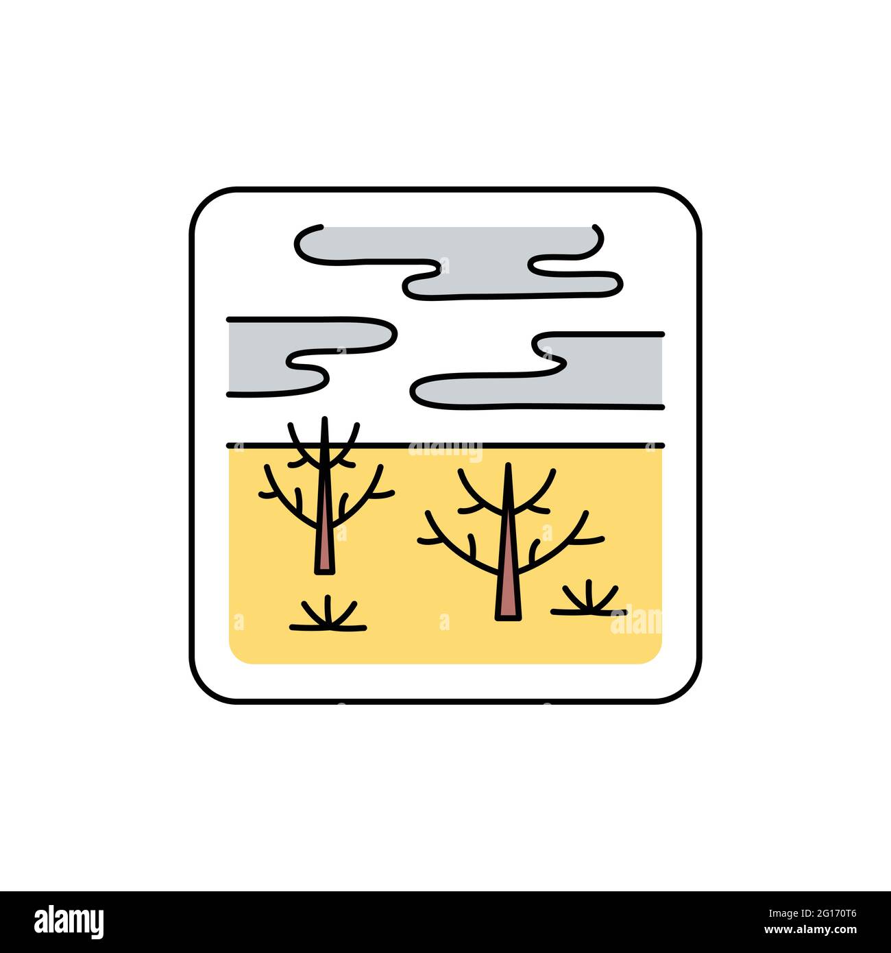 Barren landscape color line icon. Isolated vector element. Outline pictogram for web page, mobile app, promo Stock Vector