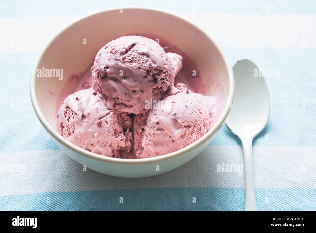 Forest fruit, raspberry, blackberry, blueberry ice cream Stock Photo