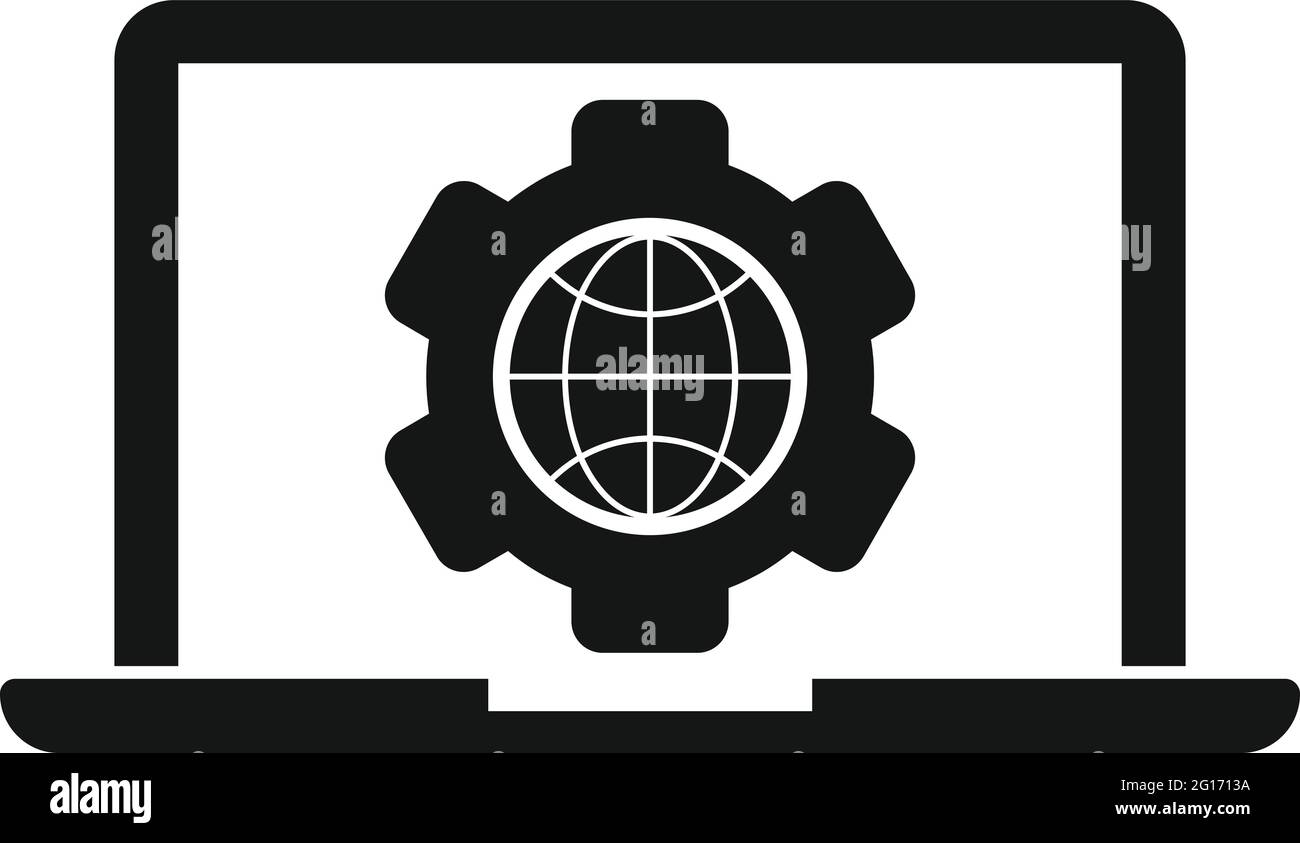 Outsource laptop icon, simple style Stock Vector
