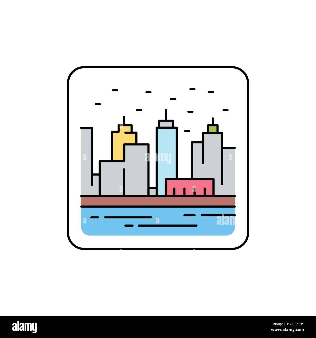 Urban landscape color line icon. Isolated vector element. Outline ...