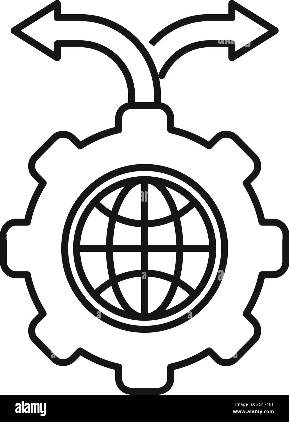Outsource global direction icon, outline style Stock Vector