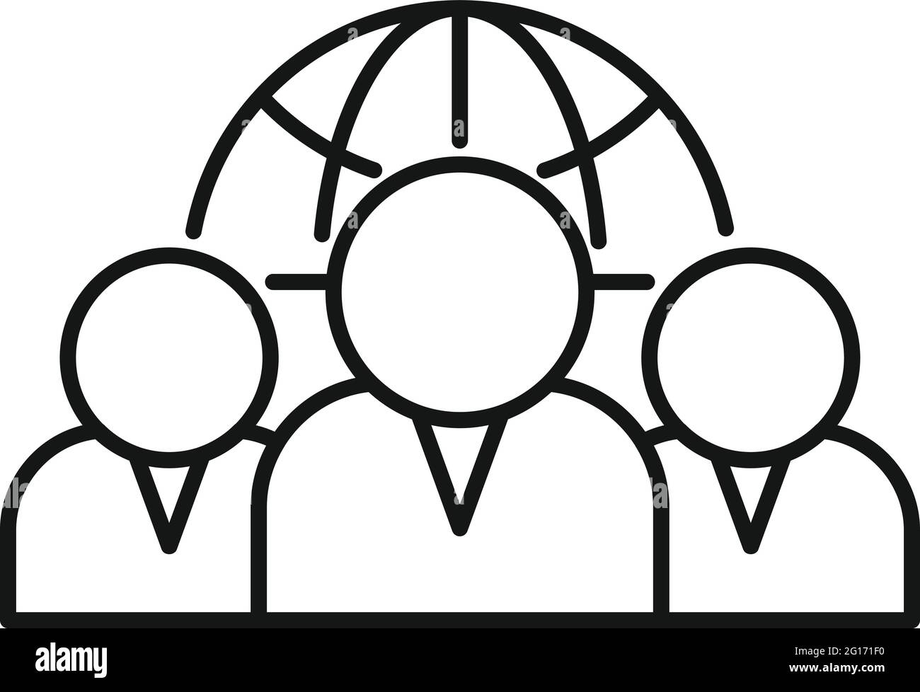 Outsource global team icon, outline style Stock Vector