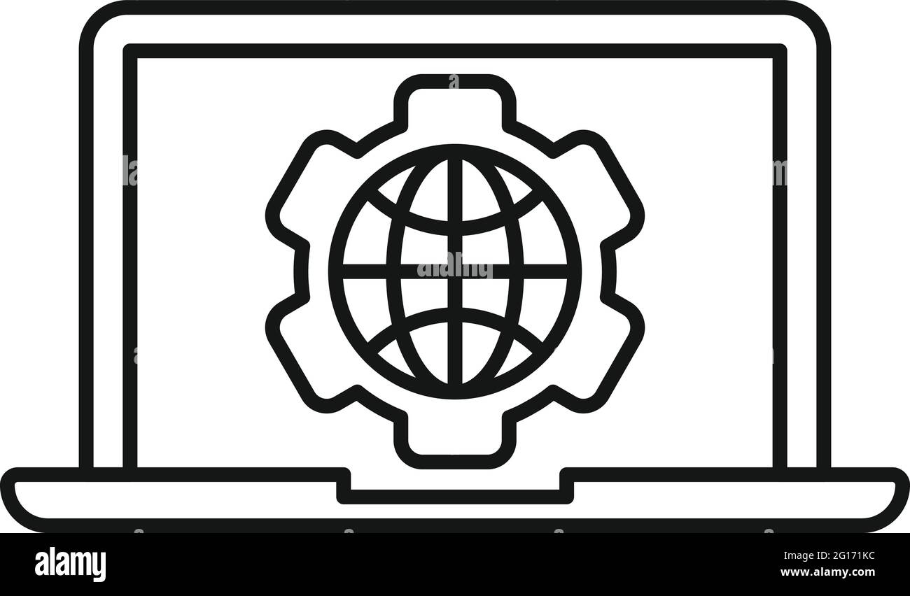 Outsource laptop icon, outline style Stock Vector