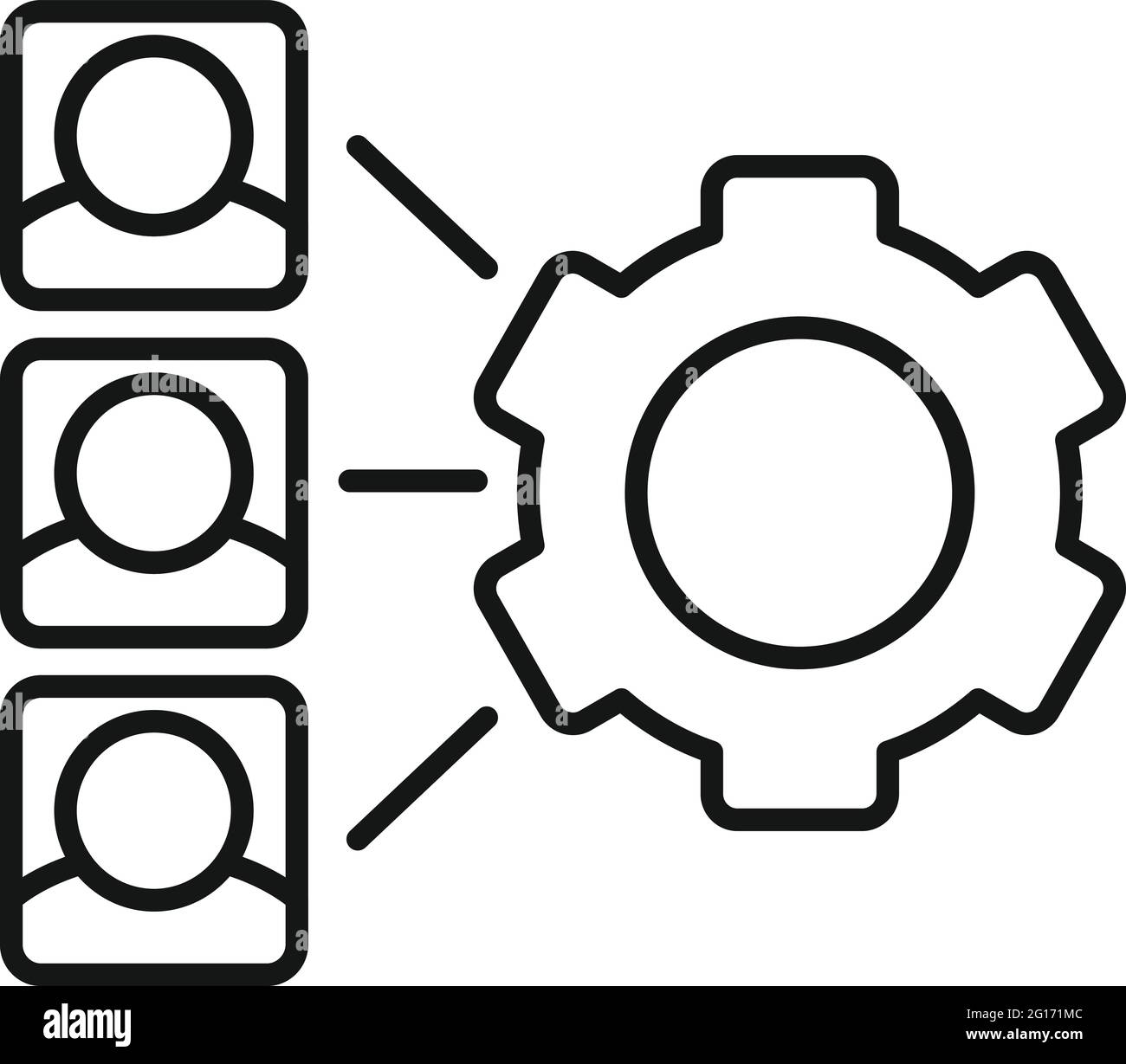 Outsource gear system icon, outline style Stock Vector