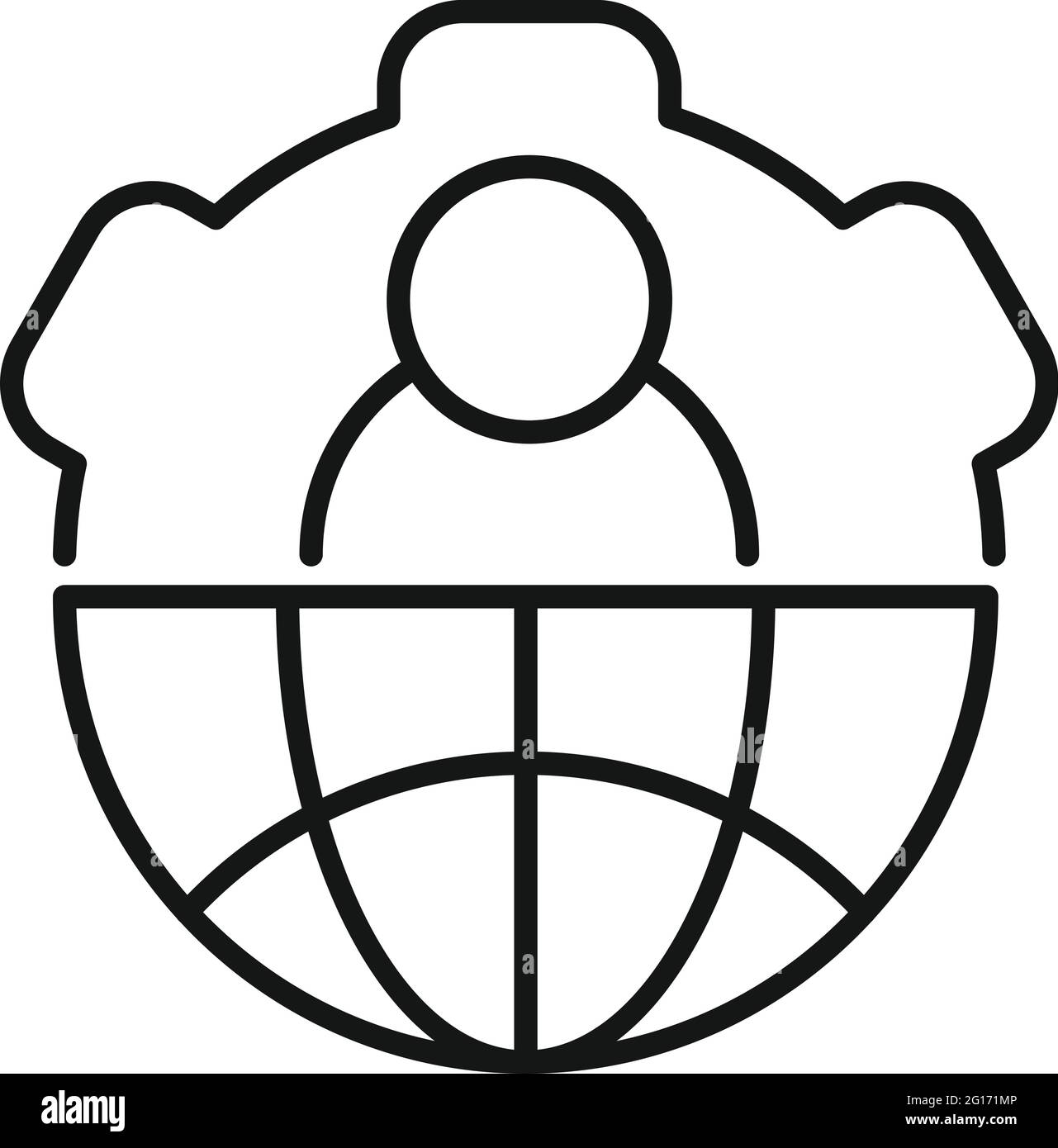 Outsource global gear icon, outline style Stock Vector