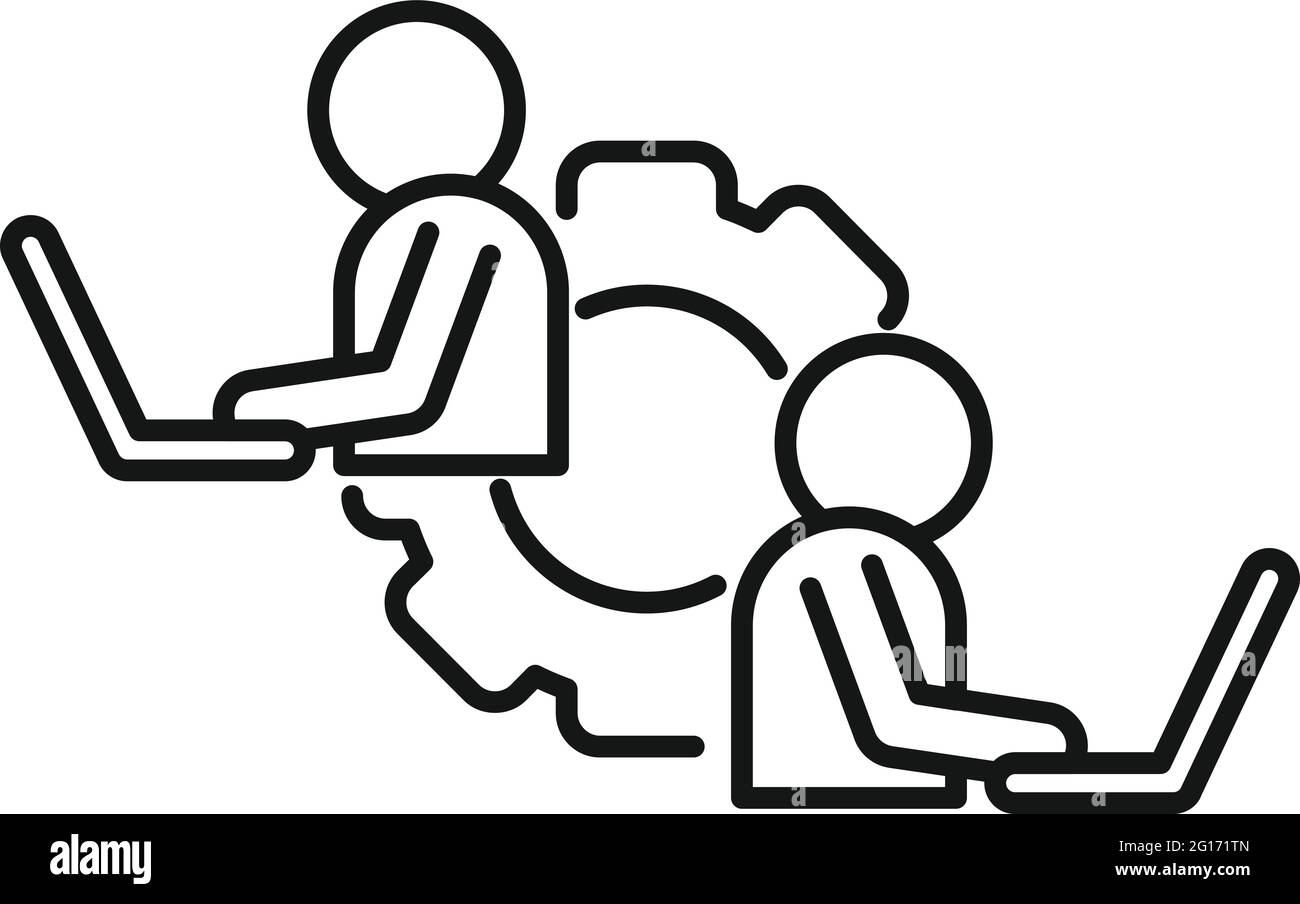 Outsource it boys icon, outline style Stock Vector
