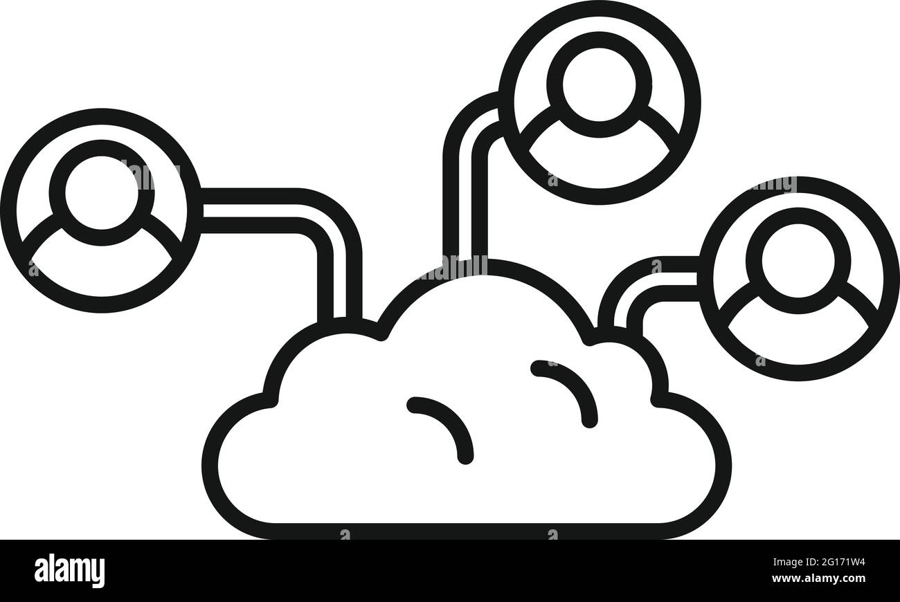 Outsource cloud elements icon, outline style Stock Vector
