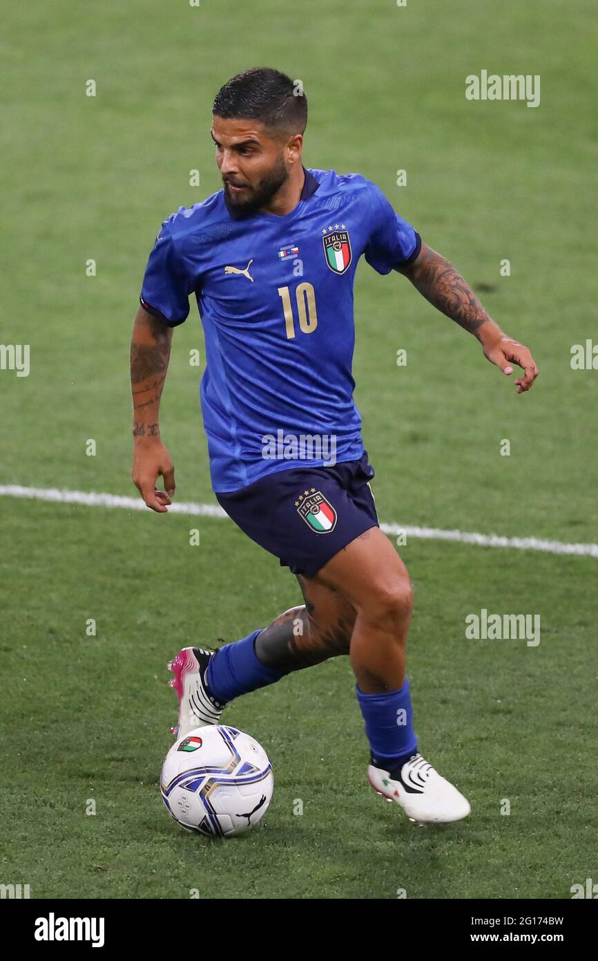 Bologna, Italy, 4th June 2021. Lorenzo Insigne of Italy  during the International Football Friendly match at Stadio Dall'Ara, Bologna. Picture credit should read: Jonathan Moscrop / Sportimage Stock Photo