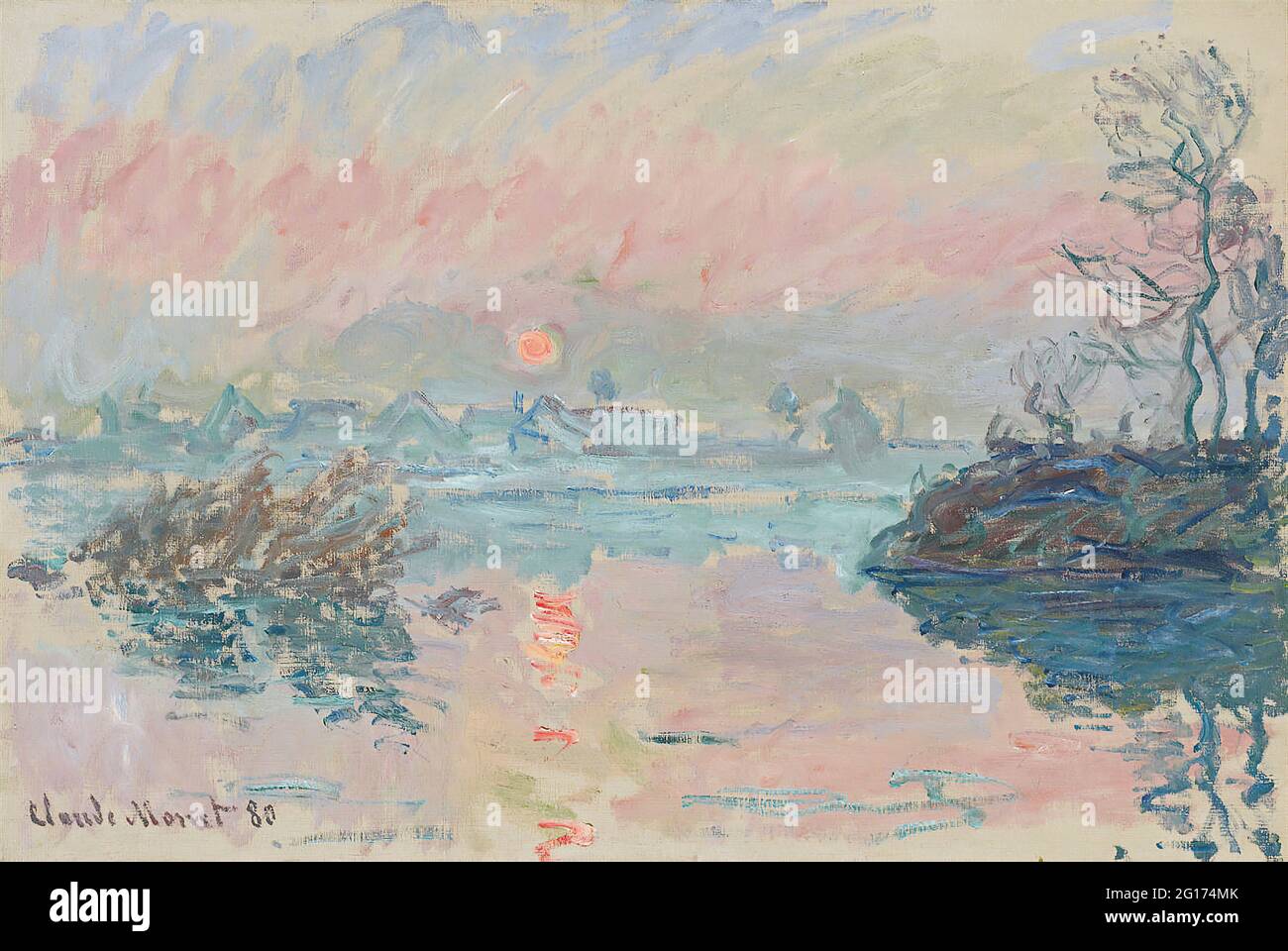 Claude Monet - Coucher De Soleil Lavacourt Stock Photo - Alamy