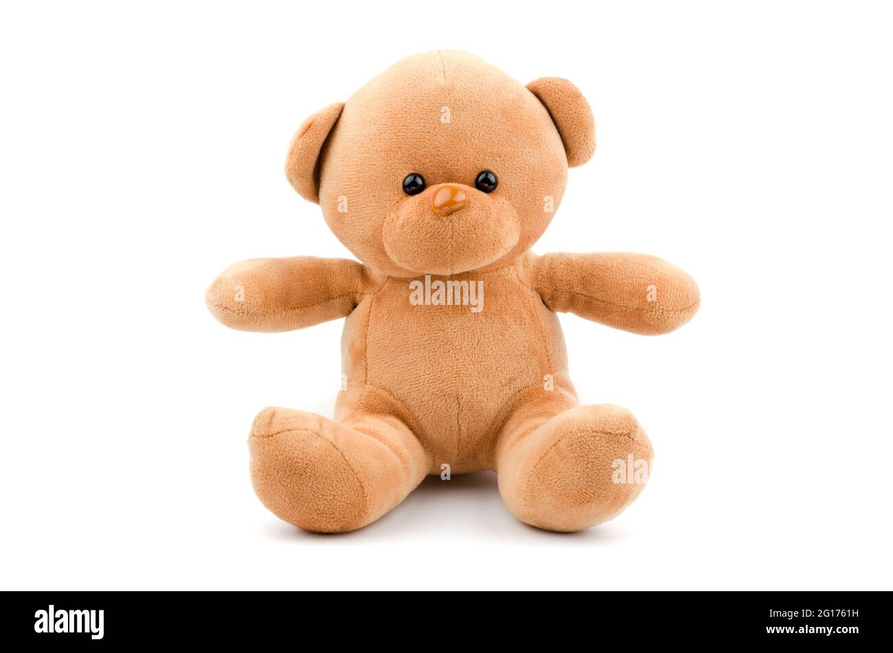 Brown teddy bear on a white background, isolate. Children's soft toy Stock Photo