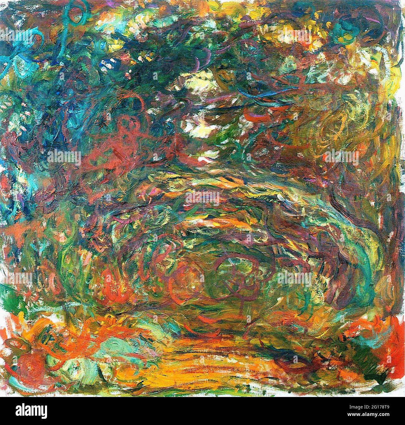 Claude monet path under under the rose Claude Monet the rose path, Giverny 192022 oil on canvas late impressionist garden scene with blooming roses Stock Vector Image Art
