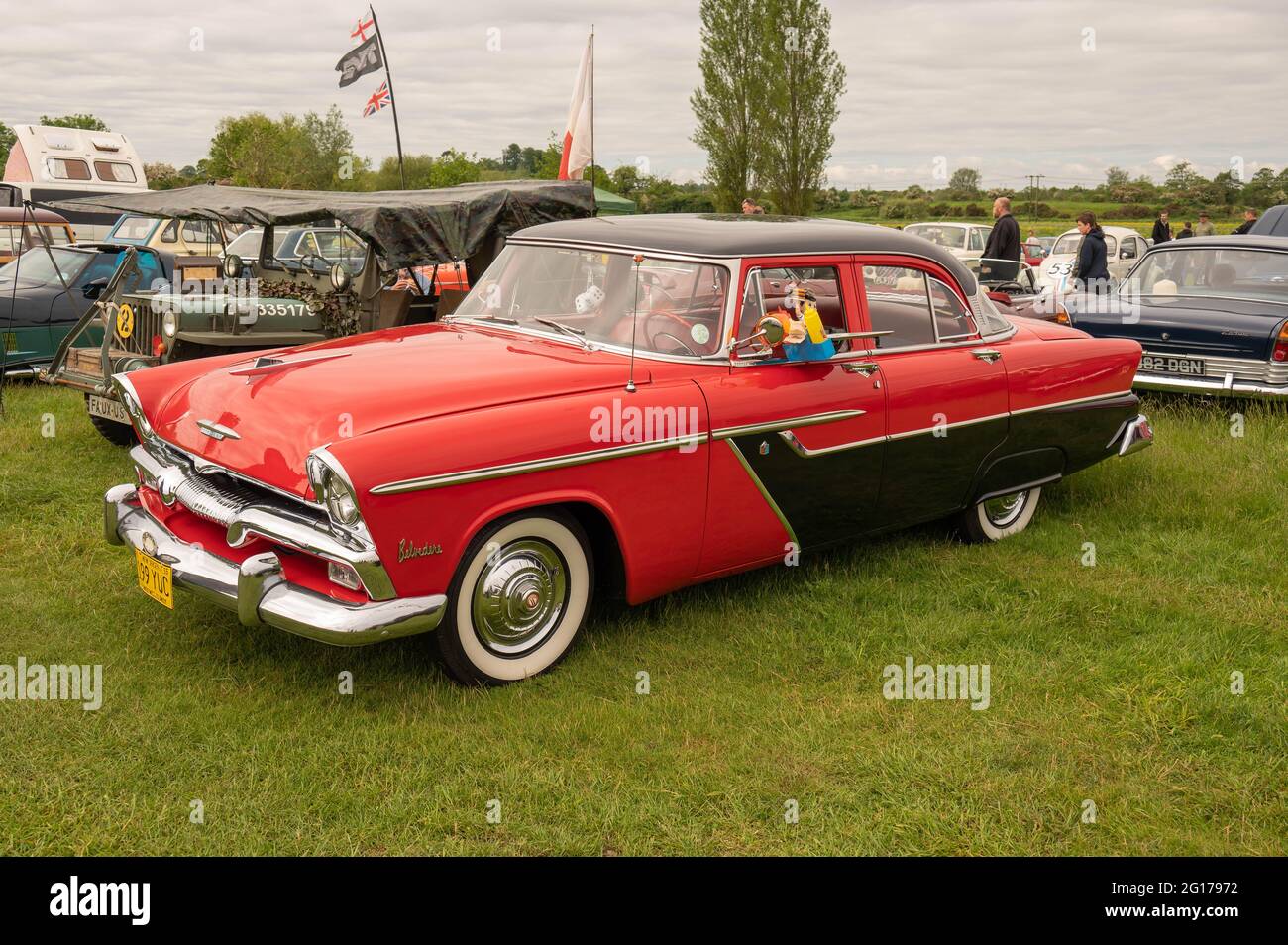 A classic red american plymouth belvedere car at a norfolk classic car