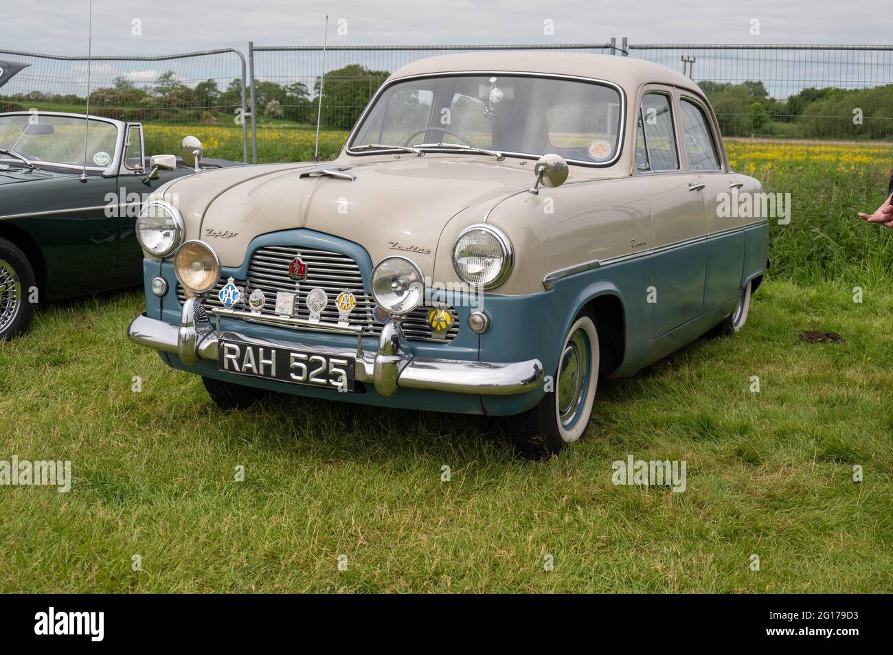 A vintage classic two tone Zephyr Zodiac at a car rally in norfolk Stock Photo