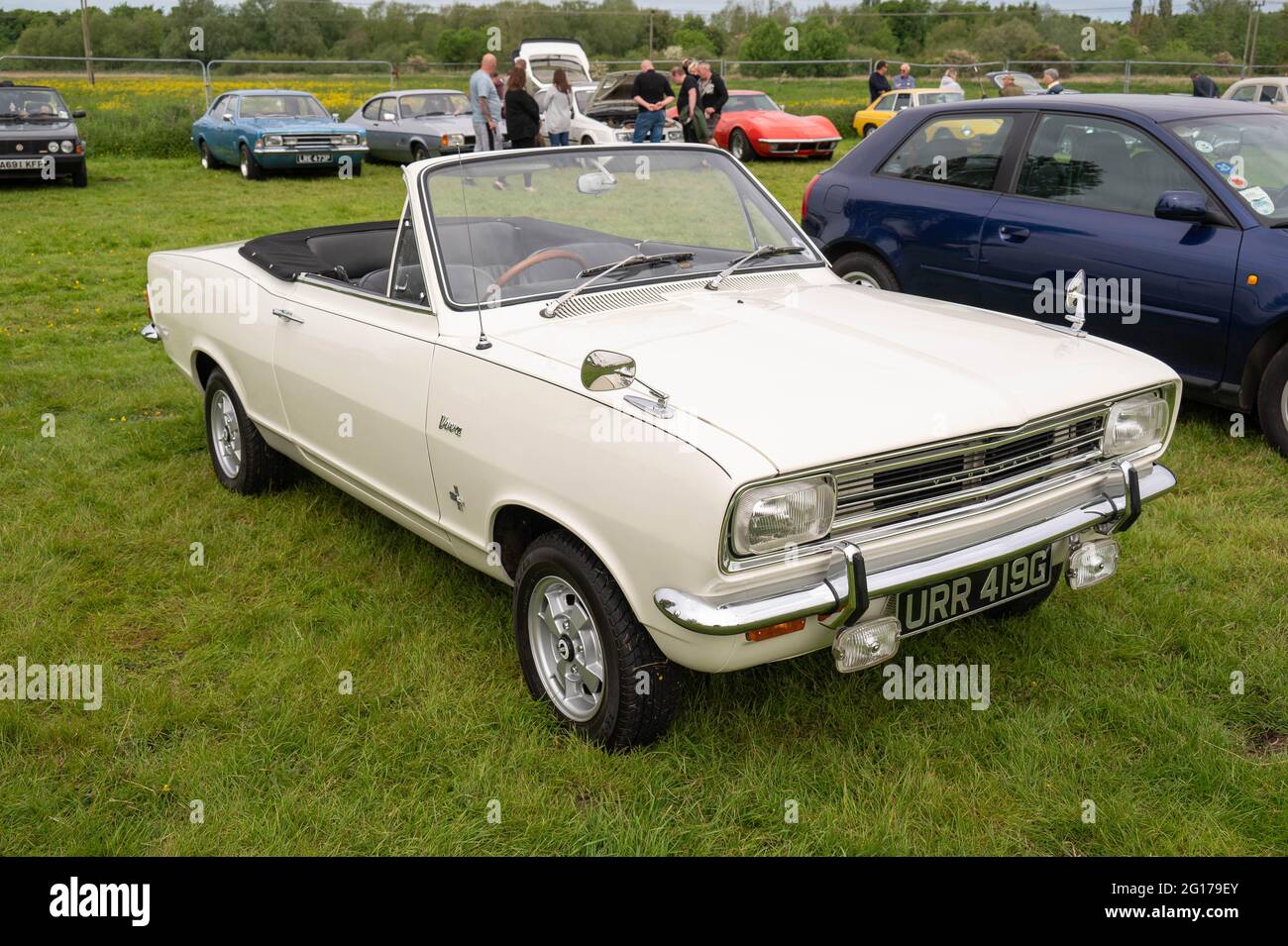 A very rare 1 of 5 Vauxhall Viva HB SL90 convertible at a classic car rally Stock Photo