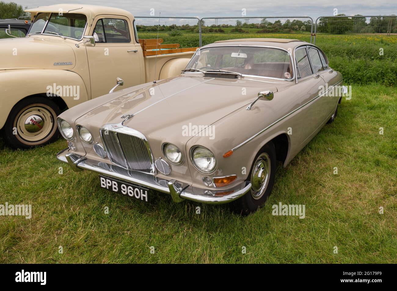 An old Jaguar mark 10 in lovley condition at a classic car show Stock Photo