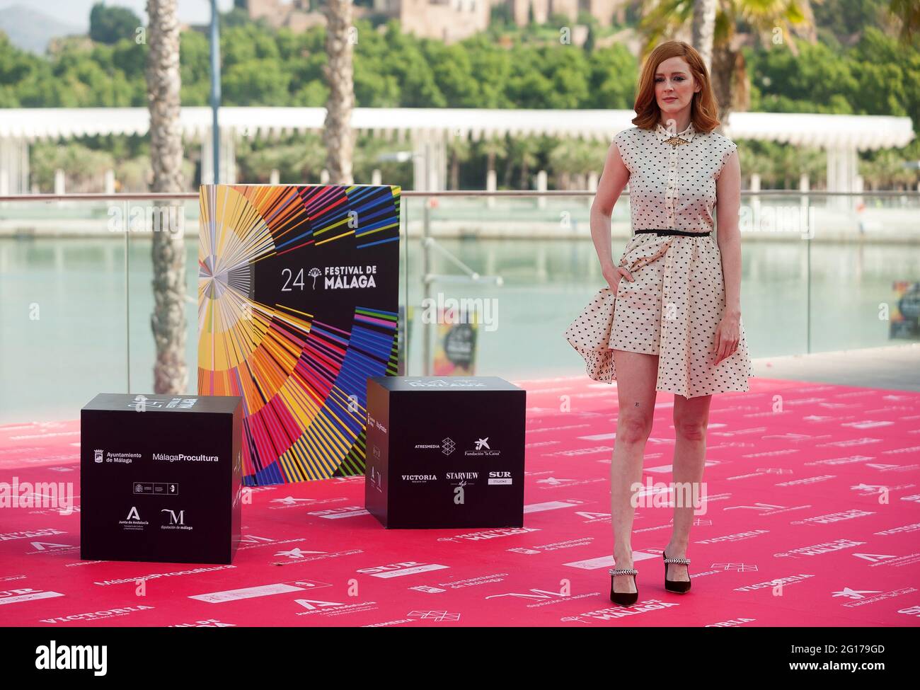 Malaga, Spain. 05th June, 2021. Spanish actress Ana Maria Polvorosa attends the photocall of the film 'Con quien viajas'. The new edition of the 24th Malaga Spanish Film Festival, great cinematographic event in Spain, present the films candidates to win the 'Biznaga de Oro' prize, following all measures to prevent the spread of coronavirus and to guarantee a secure event. The festival will be held from 3 to 13 June. Credit: SOPA Images Limited/Alamy Live News Stock Photo