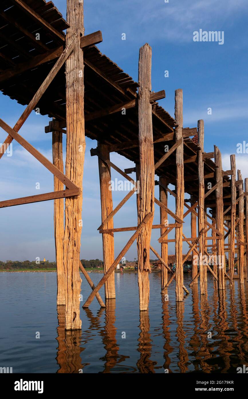 U Bein Bridge at Amarapura near Mandalay in Myanmar (Burma). The ...