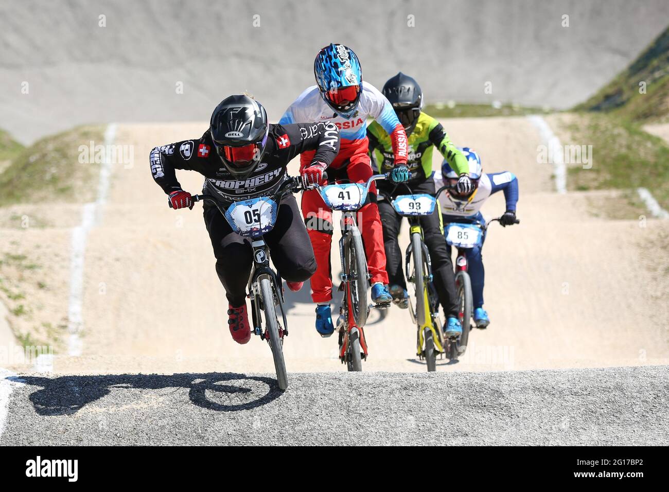 Derive wasteland Perception Nadie AEBERHARD of Switzerland (05) leads the race during the UEC BMX  European Cup Round 2 at the BMX Olympic Arena on May 2nd 2021 in Verona,  Italy Stock Photo - Alamy