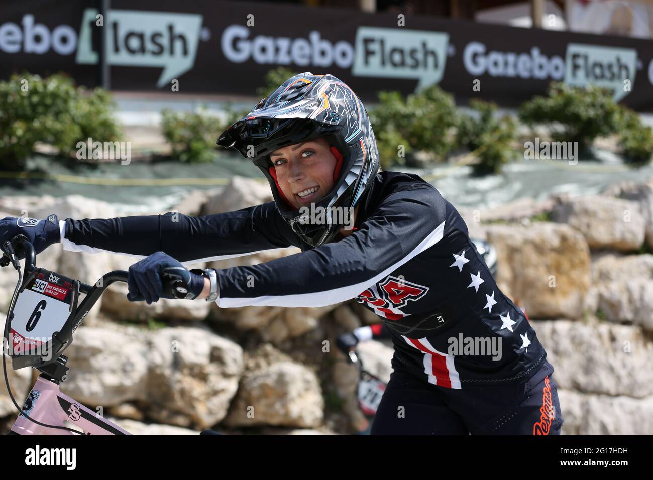 Felicia STANCIL of the United States competes in the UCI BMX Supercross  World Cup Round 1 at the BMX Olympic Arena on May 8th 2021 in Verona, Italy  Stock Photo - Alamy