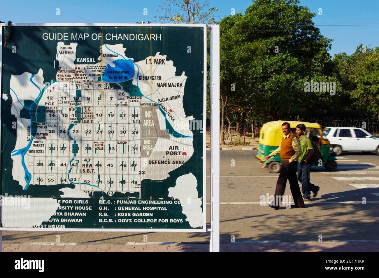 India, Punjab and Haryana, Chandigarh, map of the Le Corbusier city Stock Photo