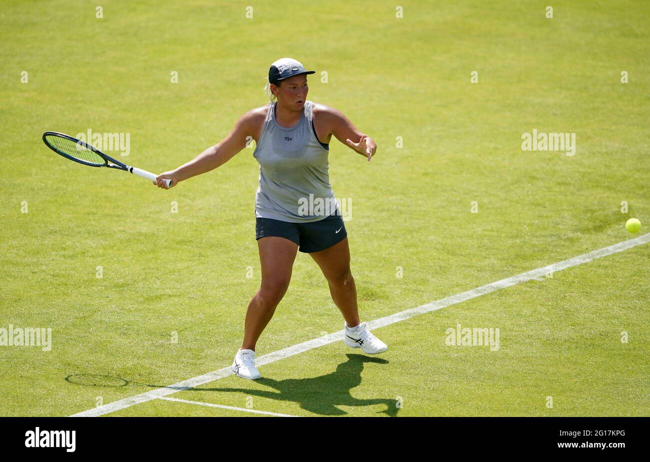 Great Britain's Tara Moore in action against Italy's Martina Di Giuseppe  during day one of the Viking Open at Nottingham Tennis Centre. Picture  date: Saturday June 5, 2021 Stock Photo - Alamy