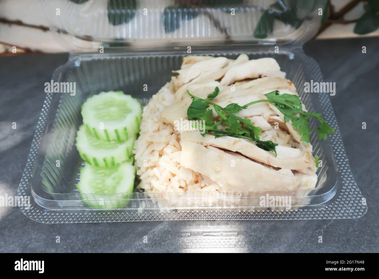 chicken and rice ,chicken rice or chinese chicken rice in the box Stock ...