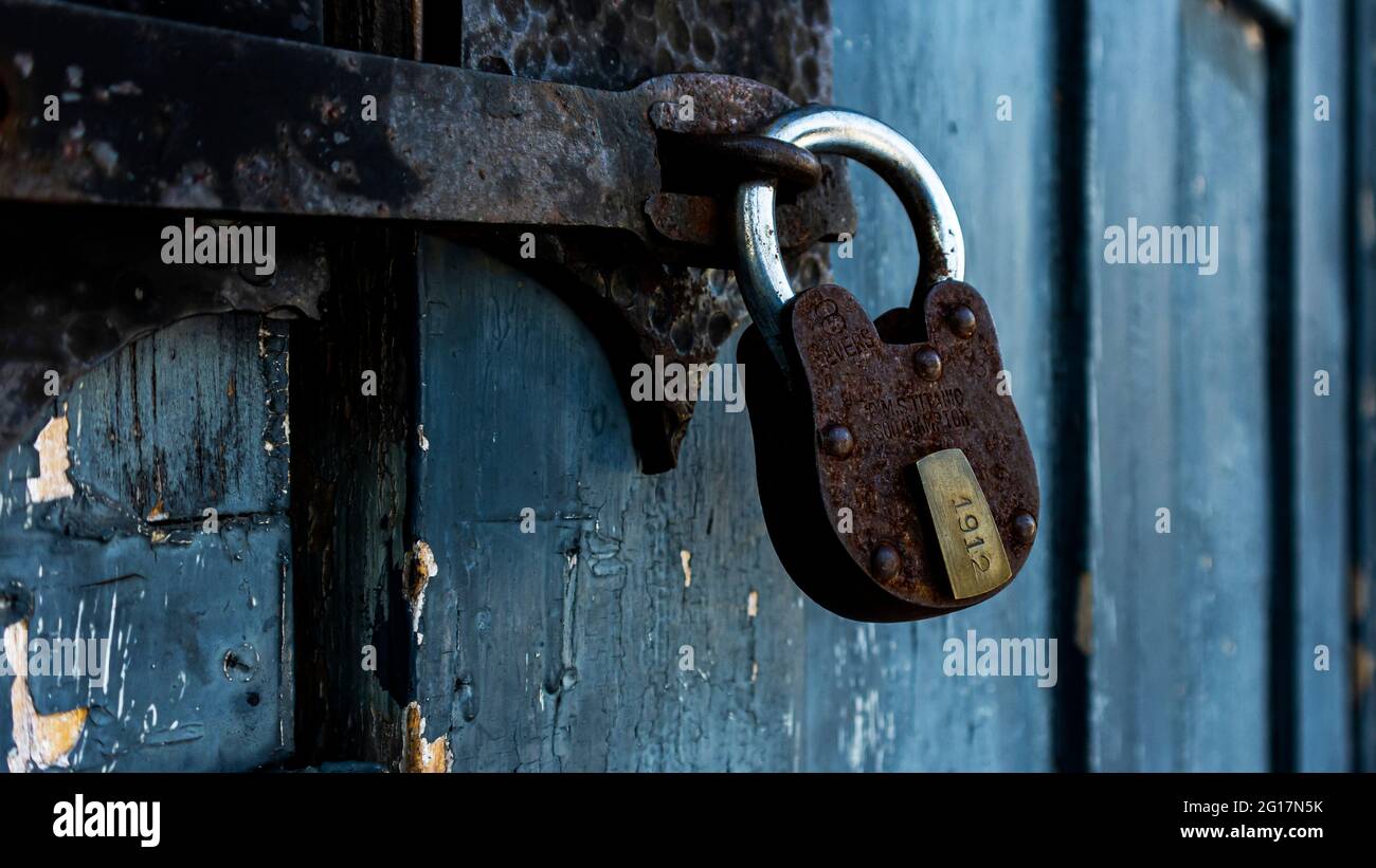the old lock. I had to do this in 2 different version because I liked them both so much... Stock Photo