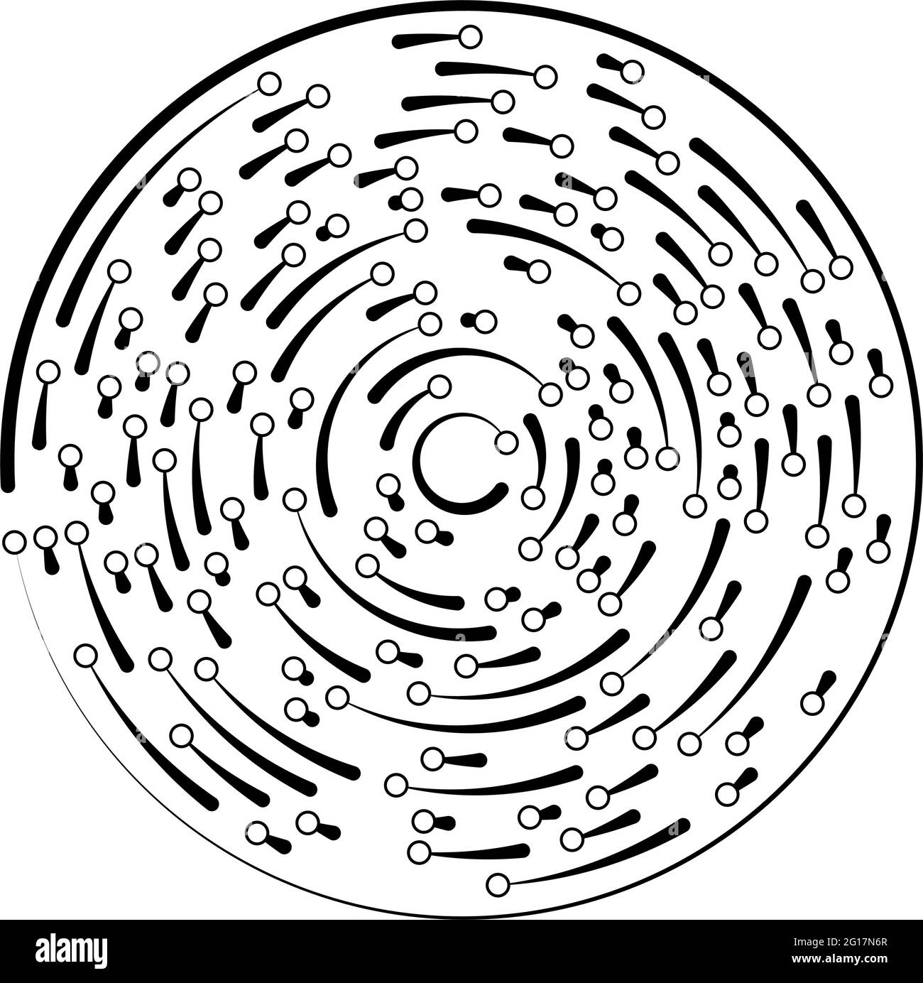 Circular Radial Lines With Nodes Points Stock Vector Illustration