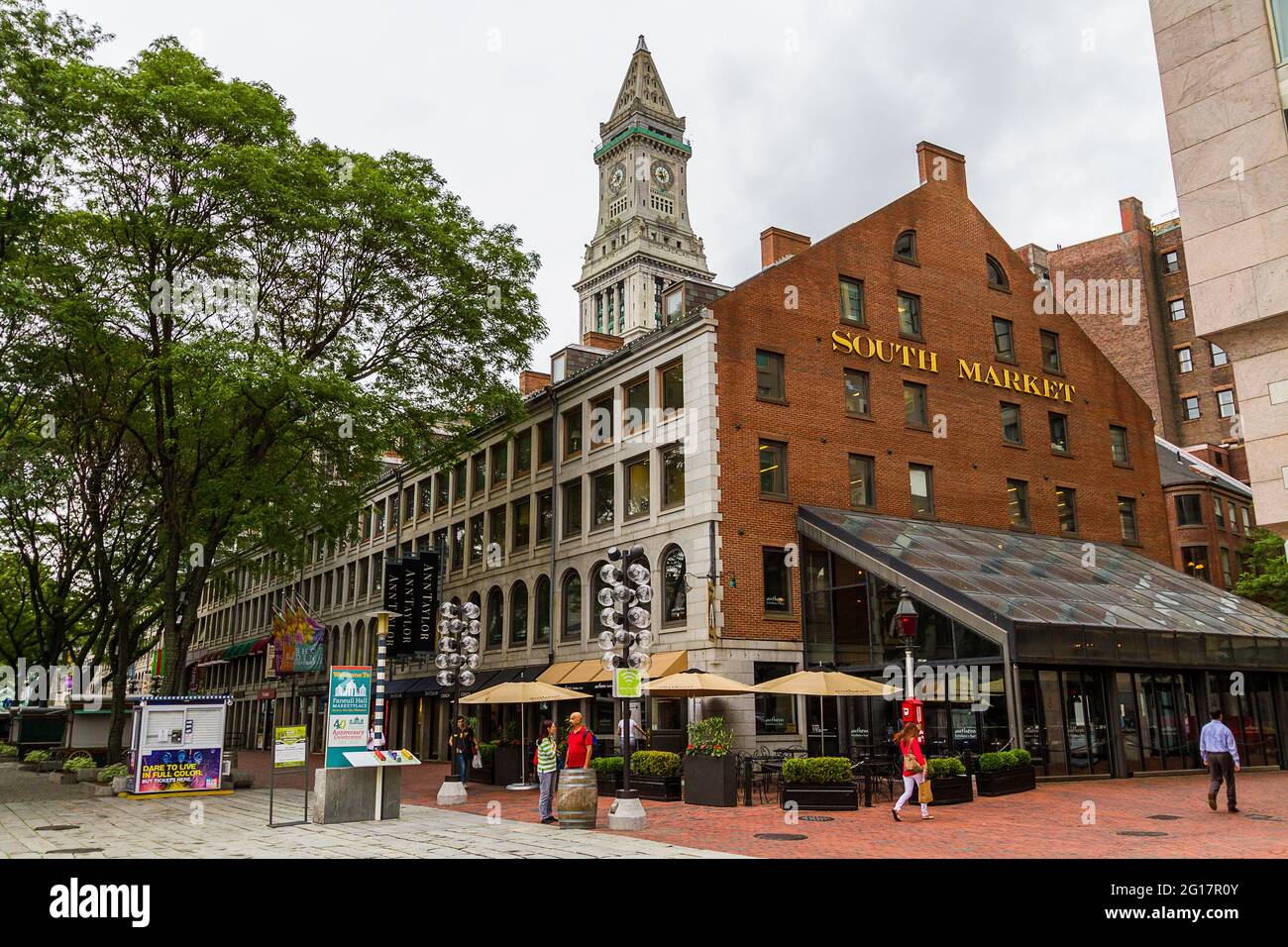Street view of South Market in Boston Stock Photo