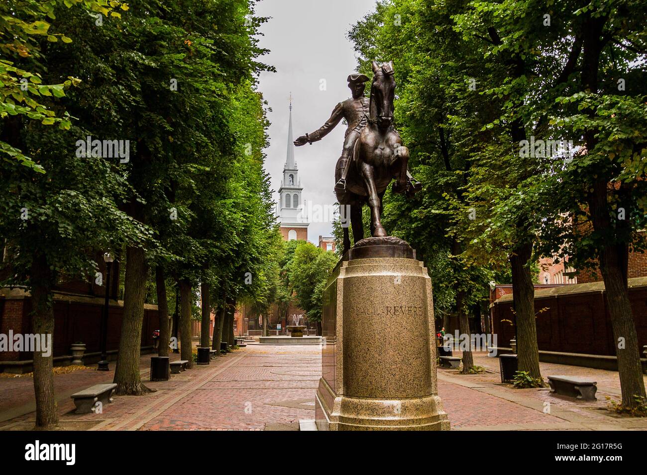 Paul Revere statue in Boston Stock Photo