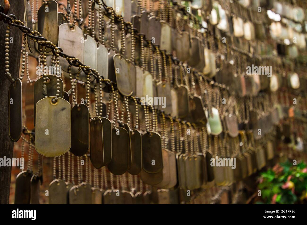 Close up of dog tags at Old North Memorial Garden in Boston Stock Photo