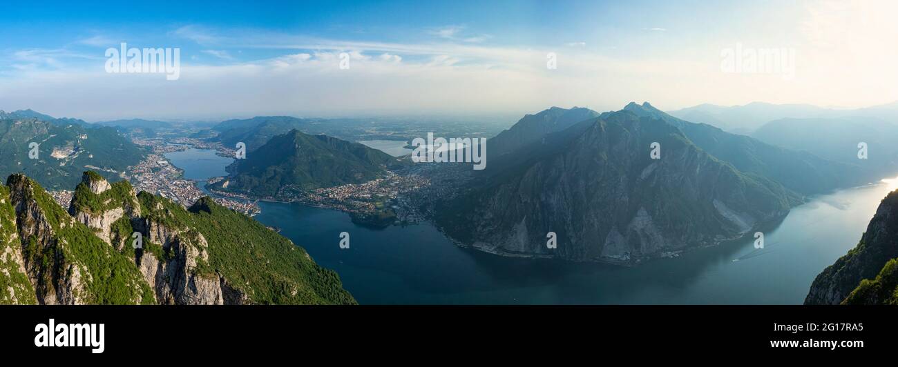 Landscape of Lecco from Coltiglione mountain Stock Photo