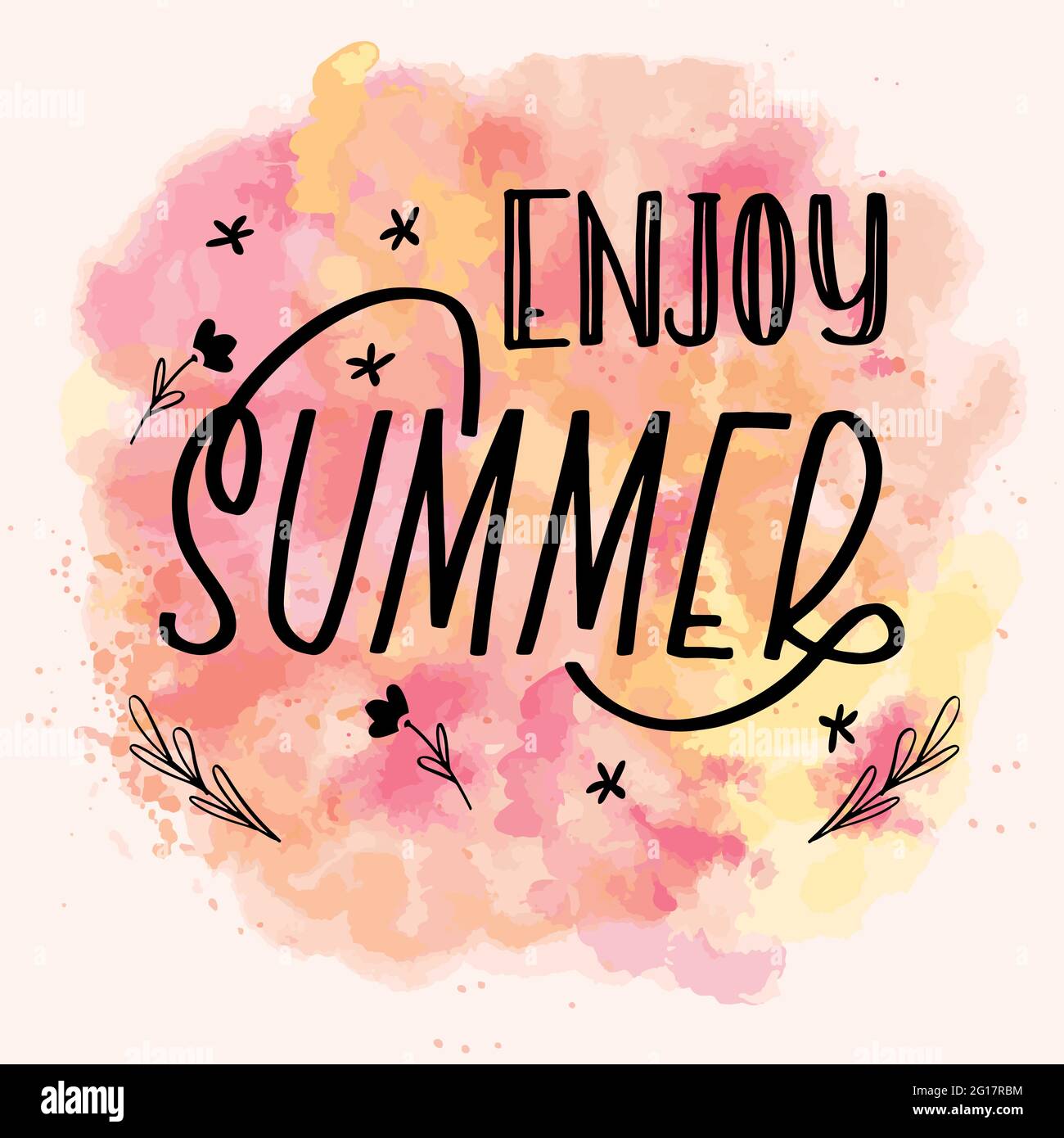 Enjoy Summer Handwritten Lettering Stock Illustration - Download Image ...